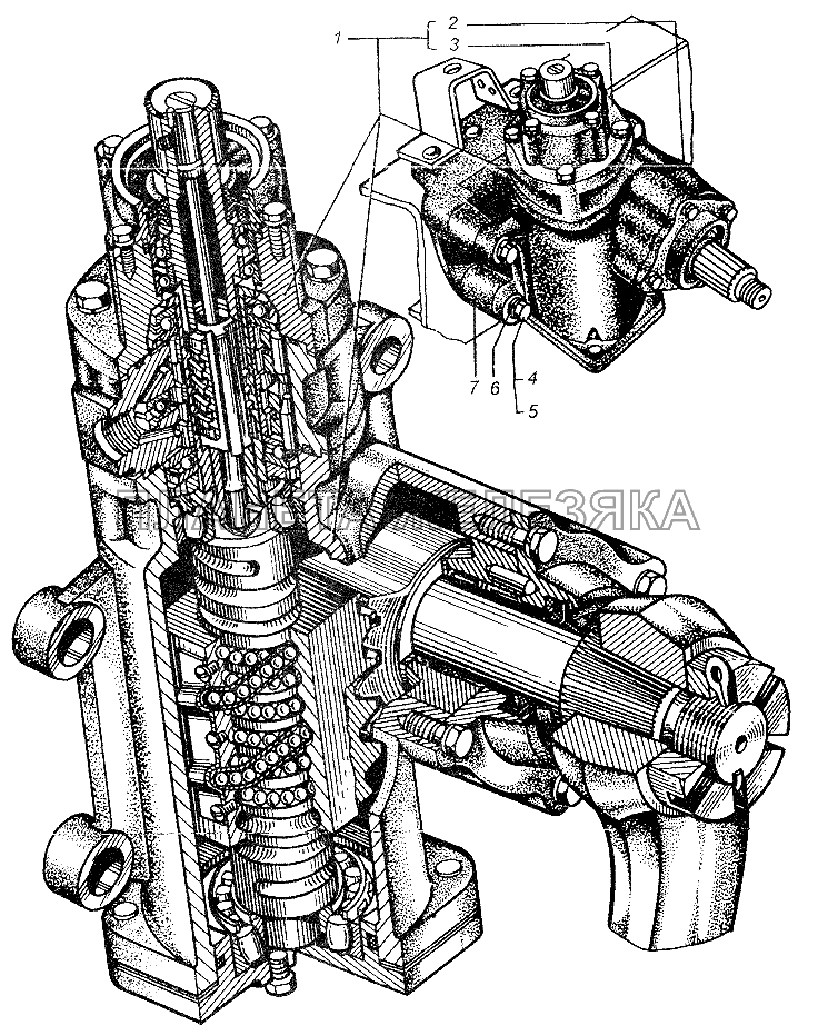 Механизм рулевой с распределителем гидроусилителя рулевого управления МАЗ-64226
